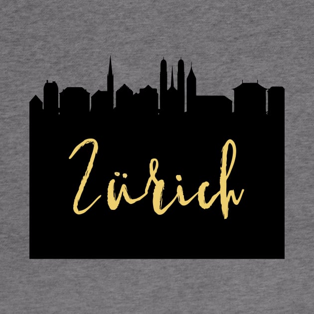 ZURICH SWITZERLAND DESIGNER SILHOUETTE SKYLINE ART by deificusArt